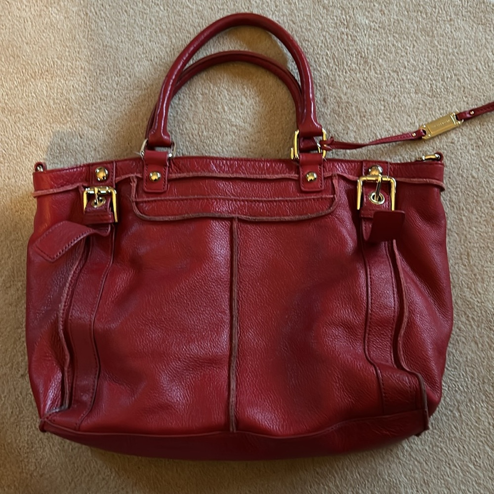 Steven madden leather handbag RED soft pebbled texture. Roomy inside .